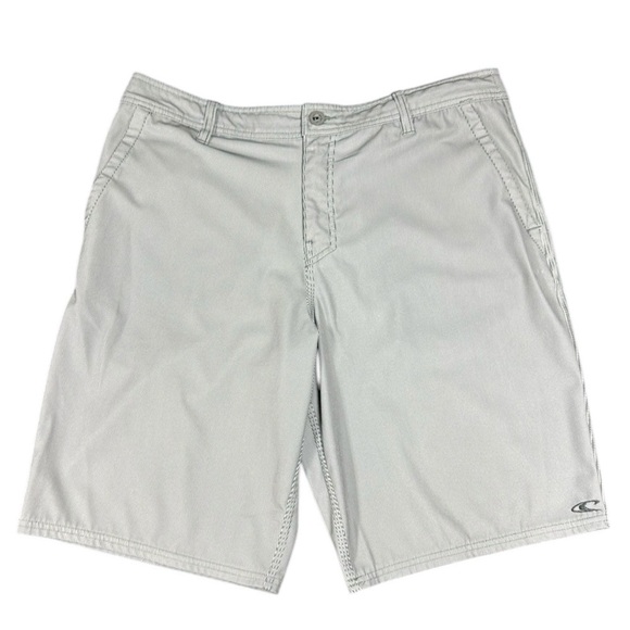 O’Neill hybrid, swim trunk flat front shorts subtle pinstripe gray 34 - Picture 1 of 15